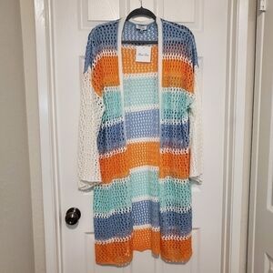 Petal Dew Striped Open Cardigan Sz M